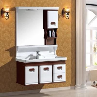 PVC Material and Ceramic Basin Bathroom Cabinet with Drawers