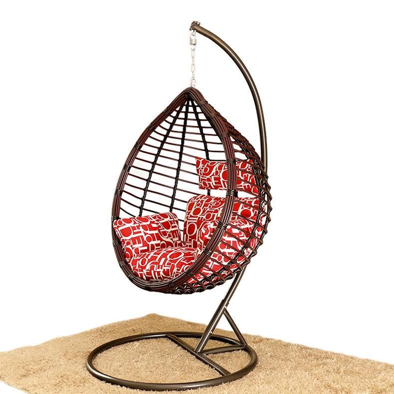 Patio Rattan Hanging Chair Pear Shape Leisure Chair with Cushion