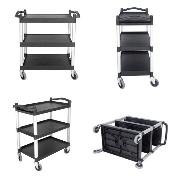 Restaurant 3 Tier Serving Hand Trolley Plastic Trolley for Hotel