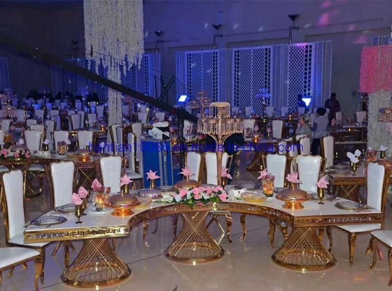 Rental Wedding Banquet Ice Stacking Gold Stainless Steel Phoenix Dining Chairs