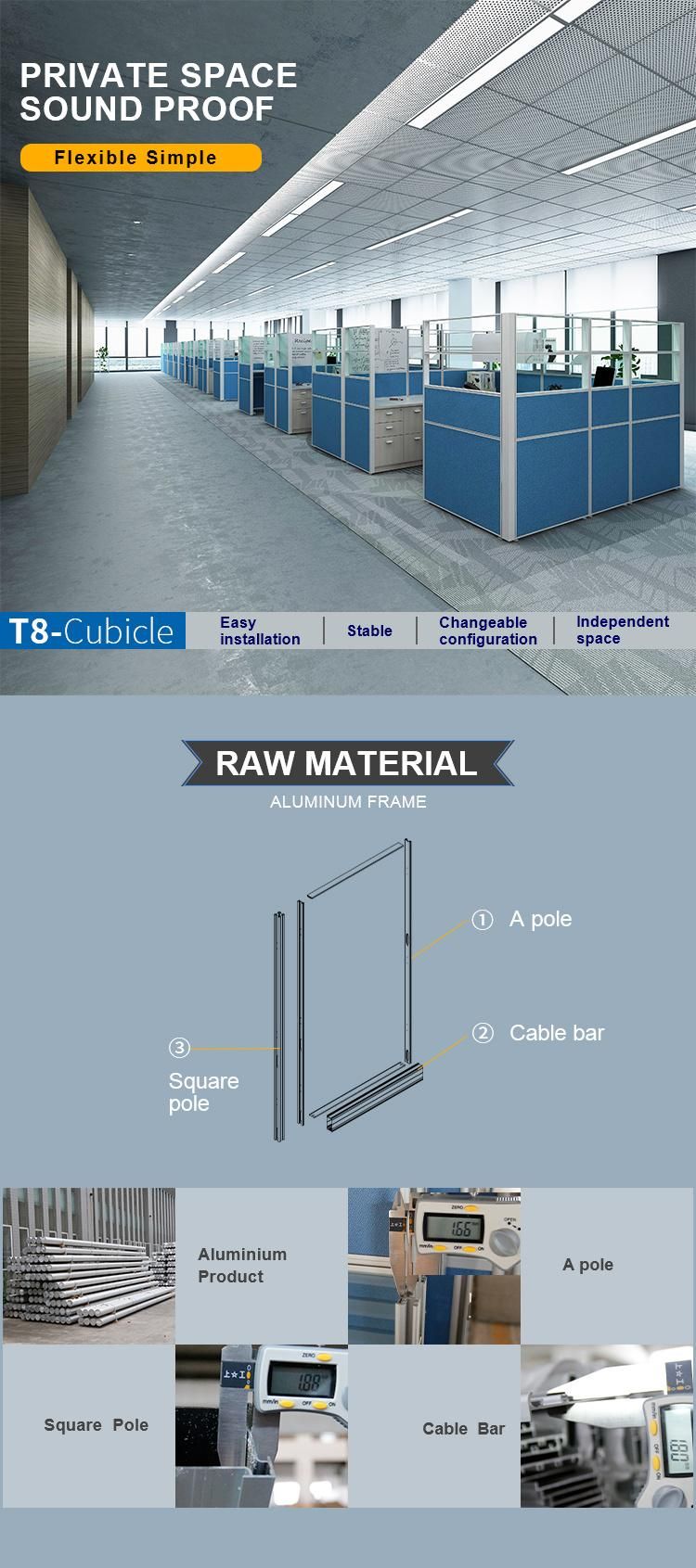 Panel System Dividers Aluminum Partitions Office Cubicle Partition Round Workstation Office Furniture