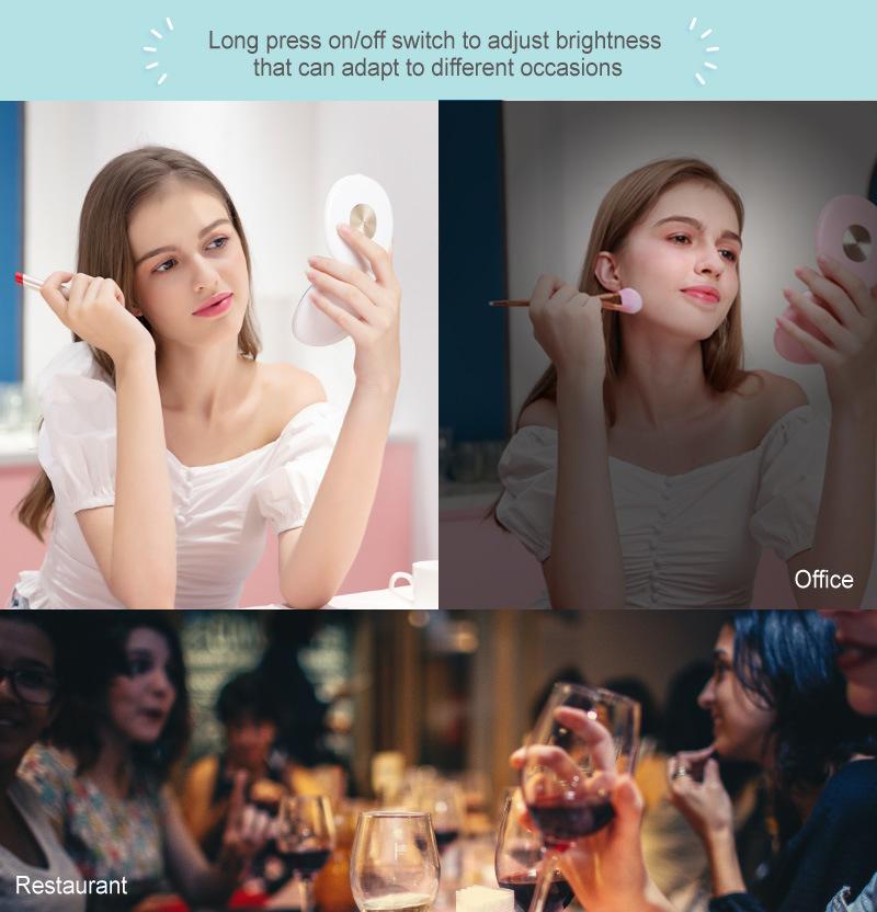 Hot Selling Rechargeable Portable Makeup Mirror LED Pocket Mirror