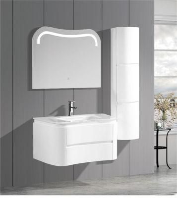 Modern Simple PVC Bathroom Cabinet with Curved Side Cabinet