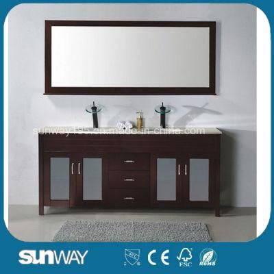 Hot Wood Bathroom Furniture with Good Quality (SW-WD1012L)