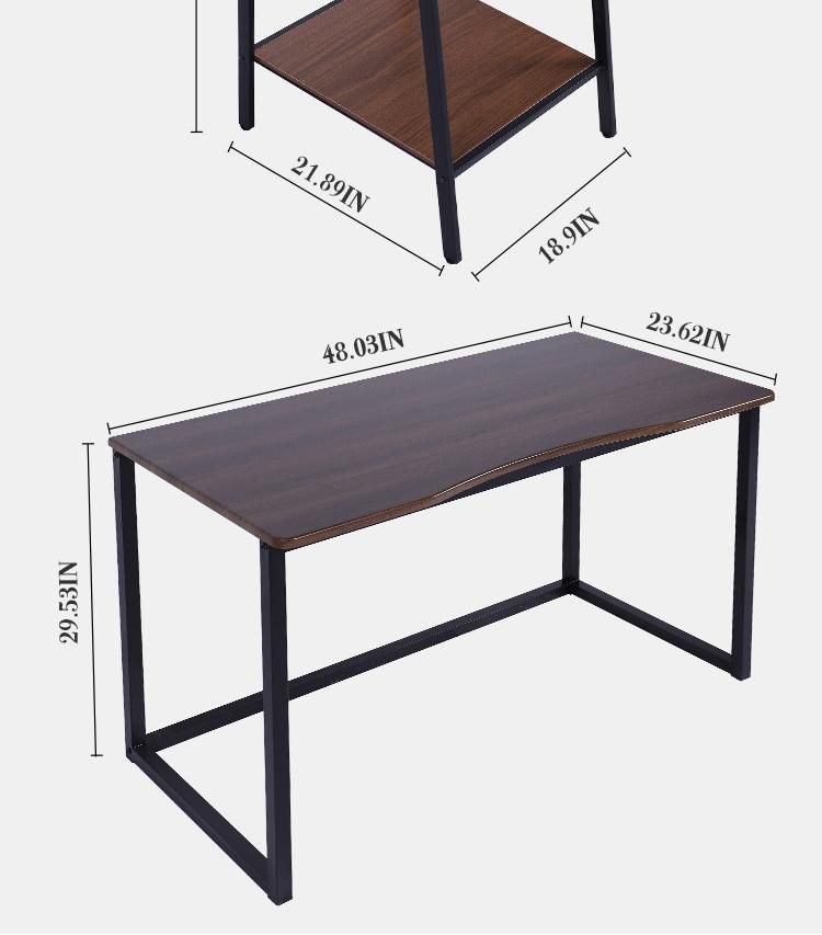 Wood Computer Desk with Bookshelf Industrial Vintage Work Table