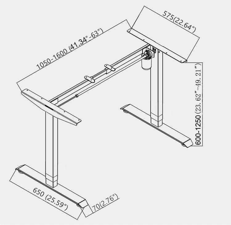 Single Motor Electric Height Adjustable Table Stand up Desk