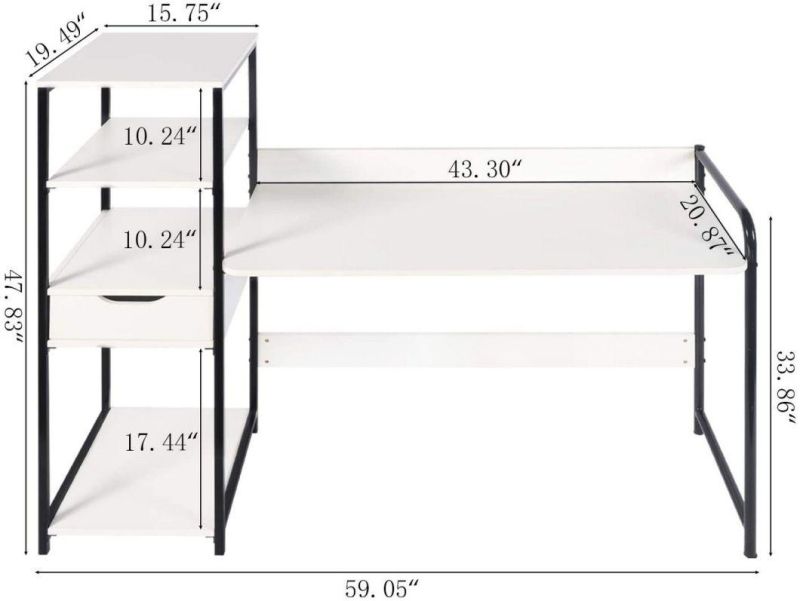 White Computer Desk Study Table for Home and Office