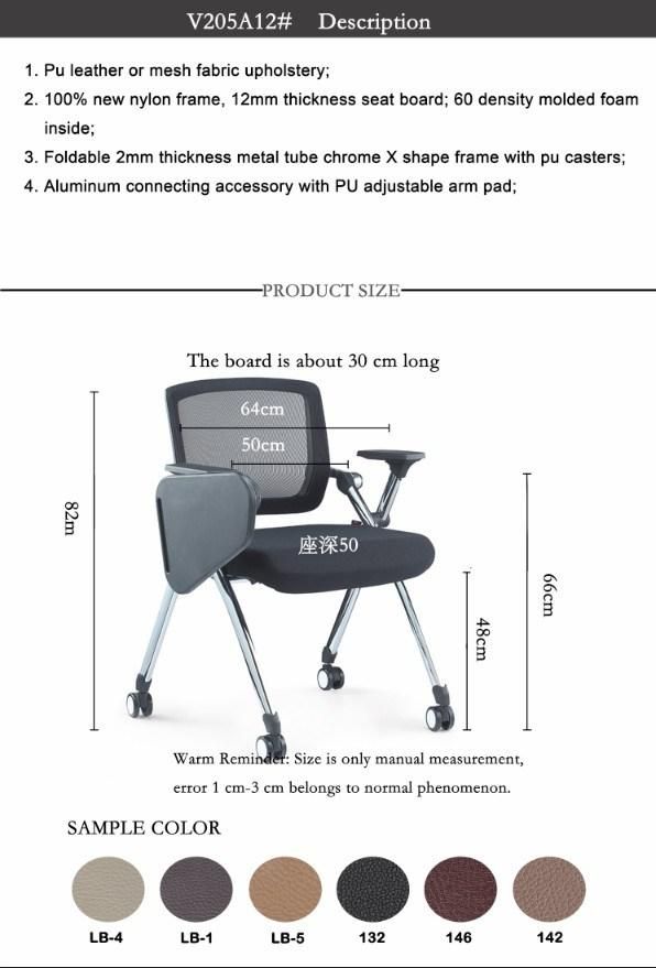 Office Furniture with Writing Table Foldable Training Chair Mesh/Leather Chair