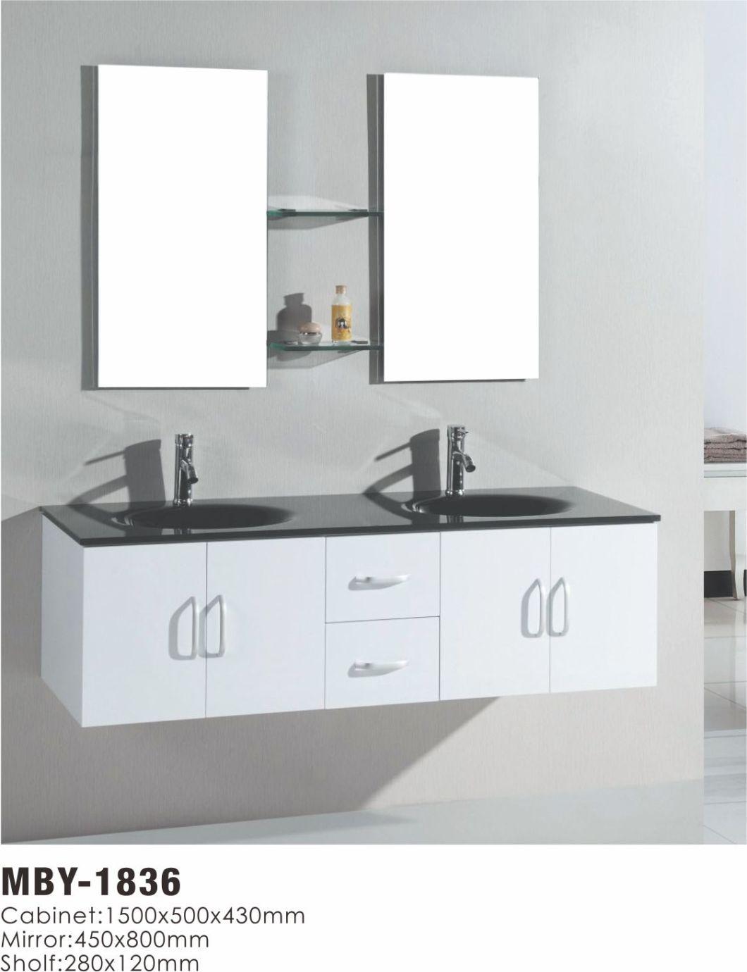 Modern Melamine Bath Vanity with Double Wash Basin