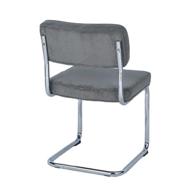 New Design Simple Style Upholstered Bow Modern Grey Fabric Dining Chairs