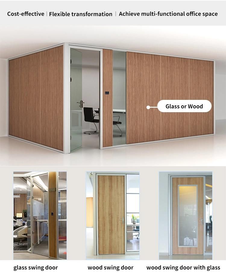 Modern Glass Partition HK55s 12mm Glass Aluminium Office Glass Partition