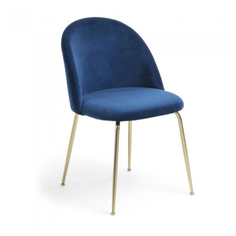 Wholesale Modern Luxury Fashion Colorful Classic Soft Velvet Fabric Upholstery Cafe Dining Chair with Metal Leg