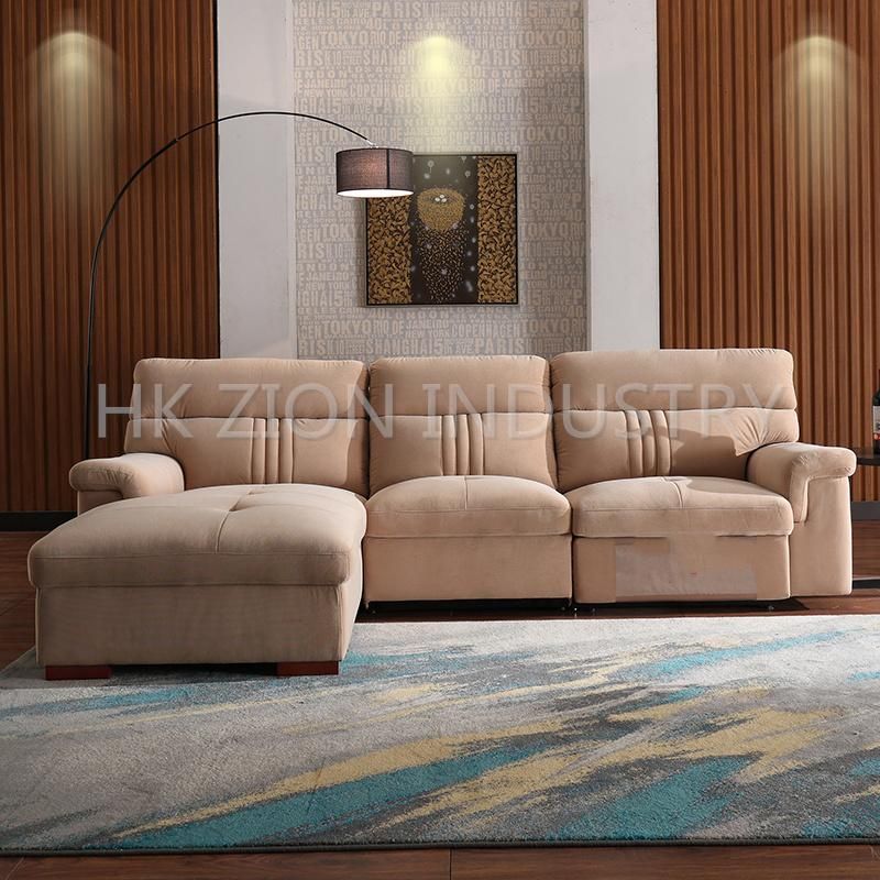 Fabric Sofa Set Living Room Furniture Modern Hotel Lounge Suites Furniture Apricot Suede Fabric for Sofa Sets L Shape Lazy Sofa