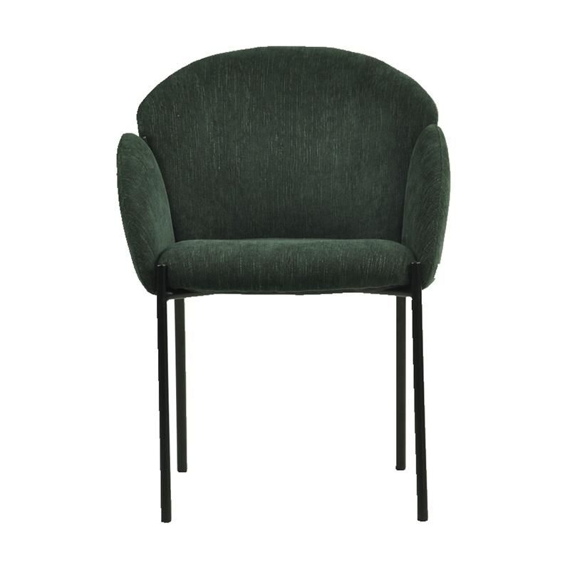 Modern Army Green Ring Back Fabric Armrest Dining Chair