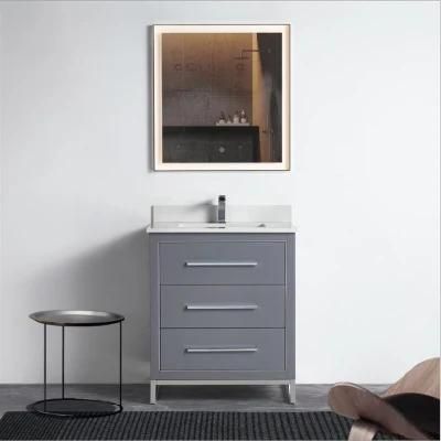 Solid Wood Bathroom Cabinet Simple Modern with Ceramics Countertop