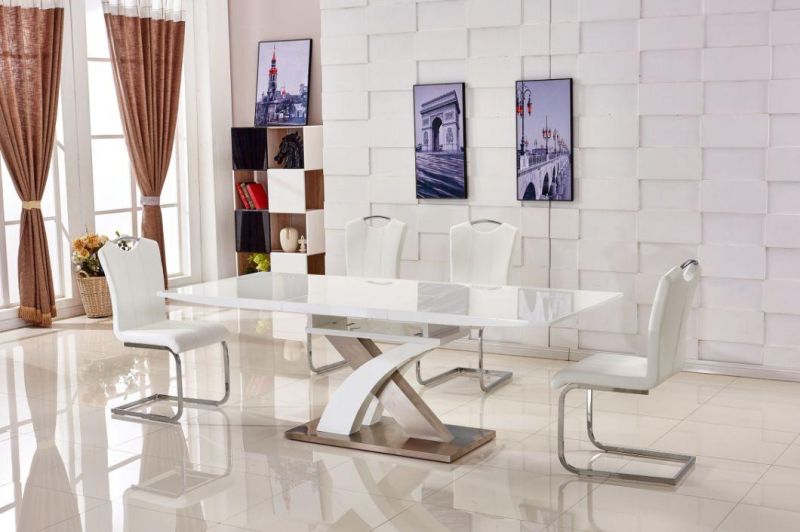 Modern Home Living Room Dining Furniture Extendable MDF Gloss Table Top Dining Table with MDF Frame