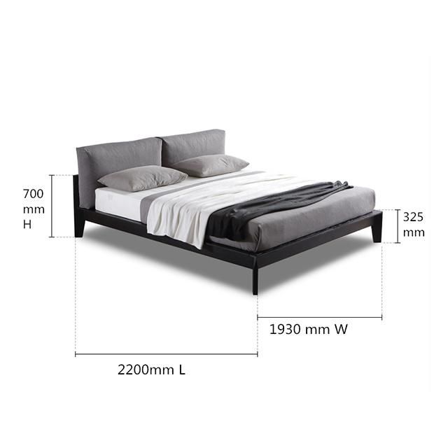 Modern and Simply Ash Solid Wood Frame with Fabric Bed Furniture for Bedroom