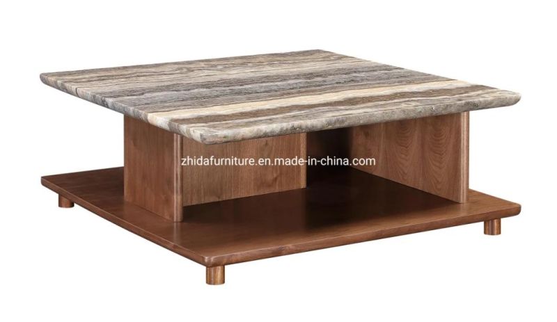 Modern Furniture Living Room Wooden Marble Coffee Table