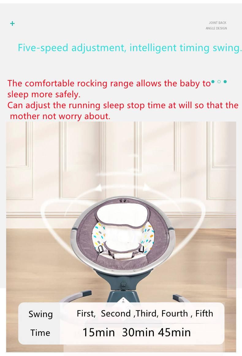 0-24 Month Electric Babies Rocking Chair Blue Tooth Remote Controlled Metal Frame Baby Rocking Chair for Sale