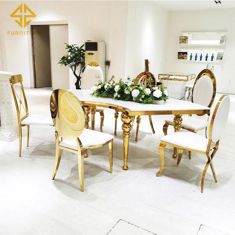 2021 New Furniture Dining Sets Modern Luxury Stainless Steel Legs Dining Table Chair