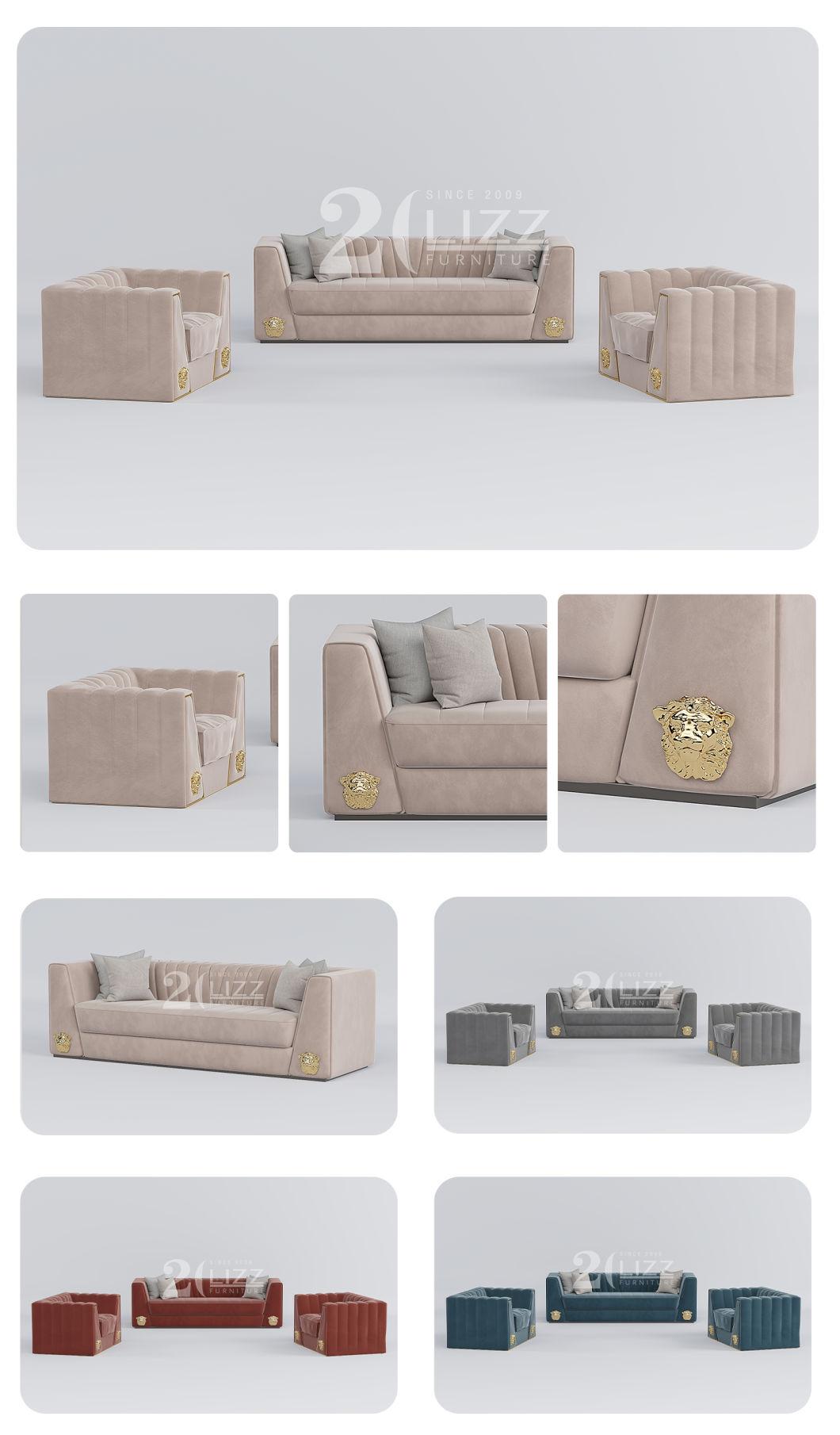 Hot Selling European Home Leisure Couch Sofa Furniture Modern Sectional 1+2+3 Velvet Fabric Sofa Set