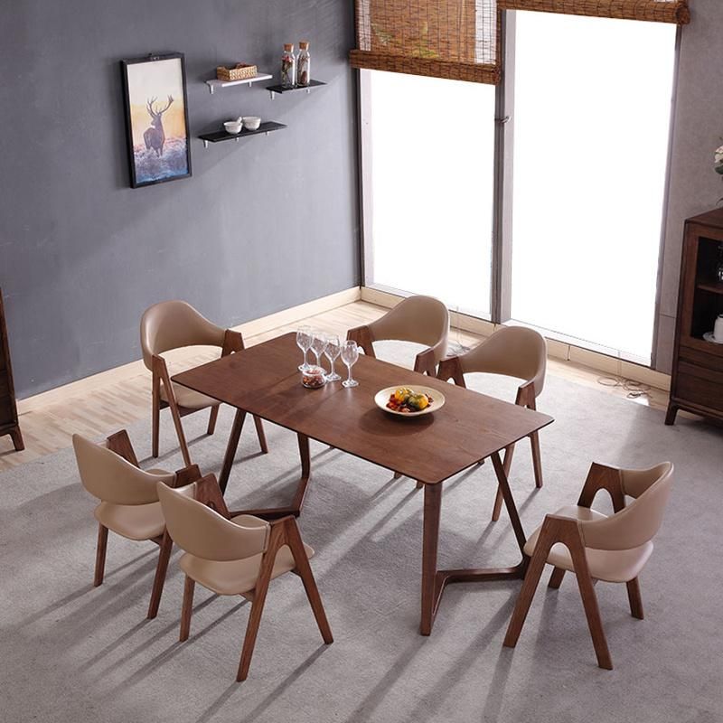 Hot Sale Long Rectangle Kitchen Wood Dining Table Furniture Set for Living Room