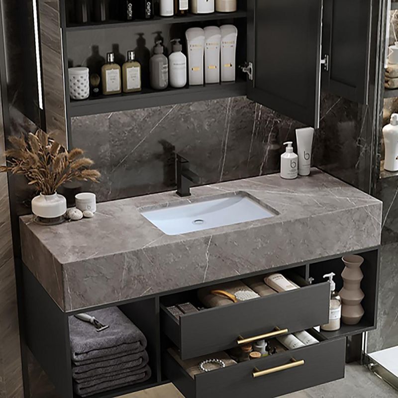 China Factory Wholesale Luxury Rock Plate Bathroom Cabinet with Mirror Cabinet