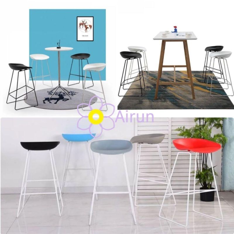 Factory Direct Sales Home Furniture Kitchen Modern Design Plastic High Bar Chair with Metal Legs