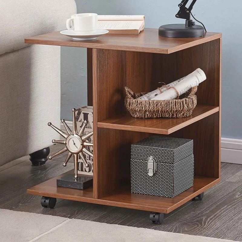 Modern Nightstand End Side Table Bedside Table with Rolling Wheels