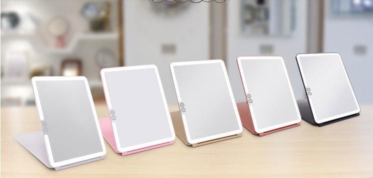 Portable Desk Standing Plastic Makeup LED Mirror for Gift