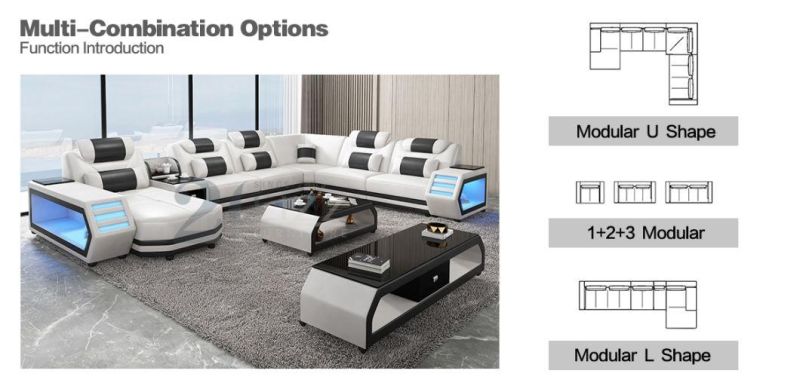 High Quality Sectional Living Room Furniture Corner Modern Leather Sofa