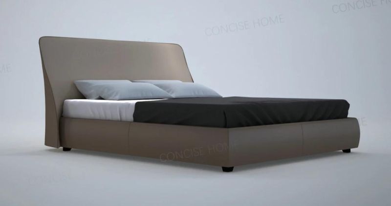 Concise Home Fty Sale Modern Bedroom Furniture Fabric or Leather Upholstered Bed