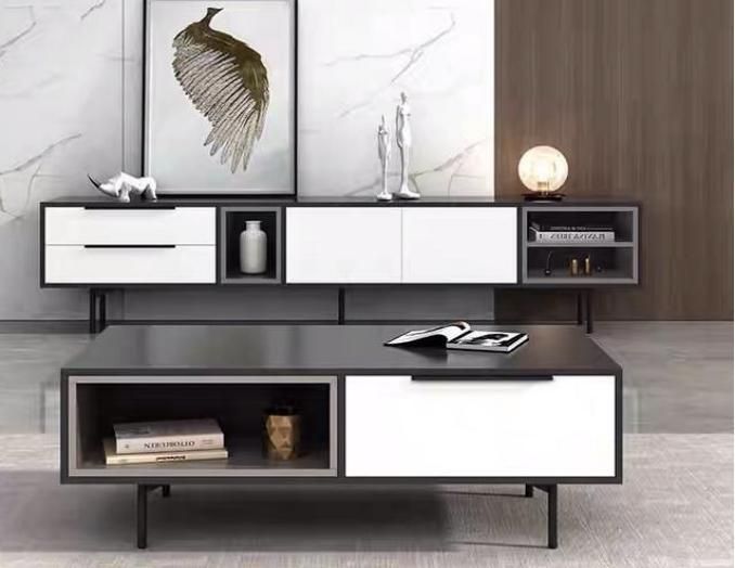 African Fashion Entertainment Modern Wooden Cabinet Coffee Table Unit