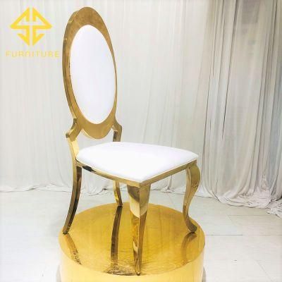 Contemporary Style Stainless Steel Golde Dining Chair with Leather Seat