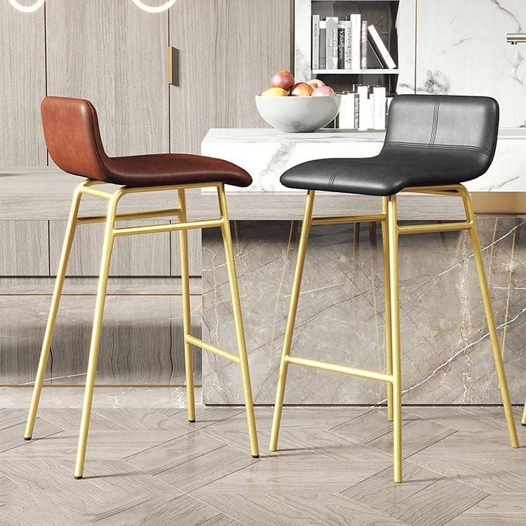 Home Design Set Cafe Restaurant Metal Base Leather Dining Chairs