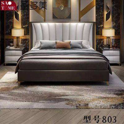 Modern Bedroom Furniture Dark Grey with White Solid Wood Frame Double Bed