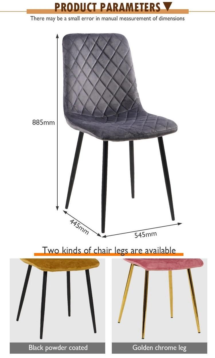 Wholesale Luxury Nordic Modern Design Grey Fabric Upholstered Seat Dining Chairs