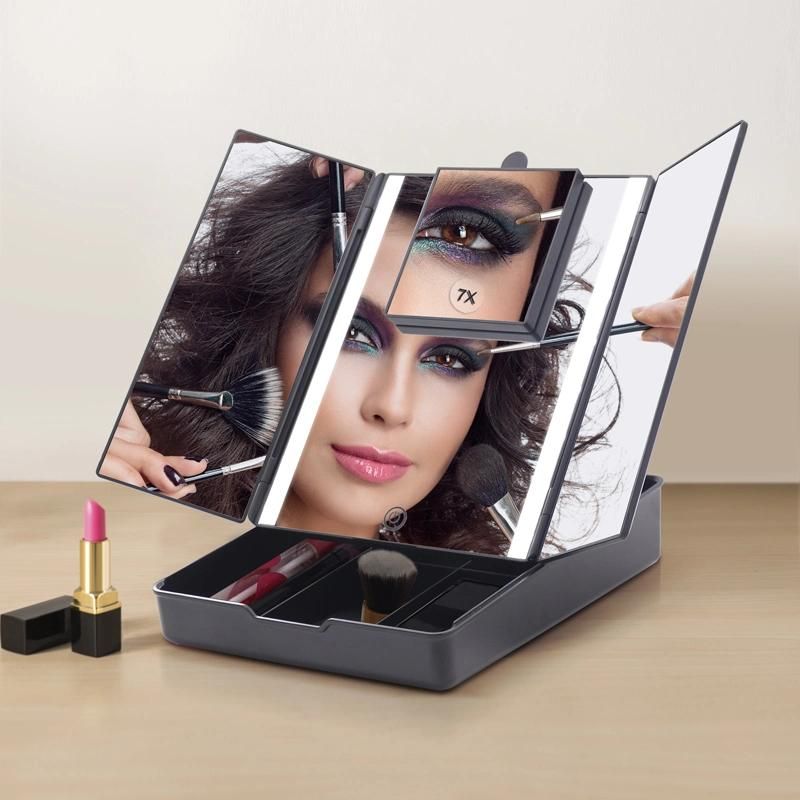 Storage Organizer LED Mirror for Lady′s Cosmetic Makeup