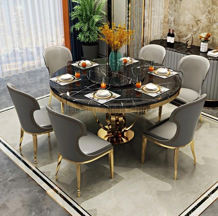 Luxury Golden Steel Dining Chairs and Tables for Restaurant