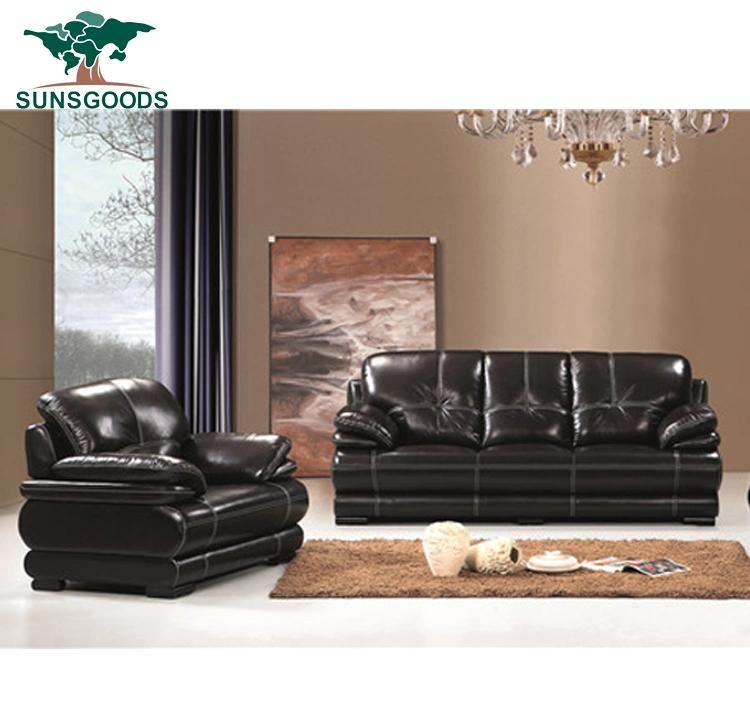 Modern Black Colour Home Furniture Living Room Leather Sofa Set