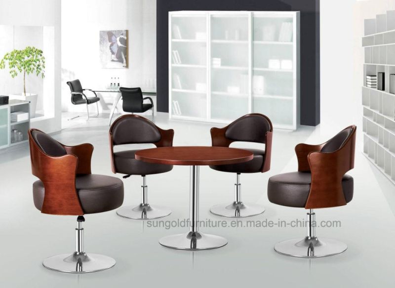 Modern Visitor Chair Leisure Meeting Leather Fashion Bar Chair with Table