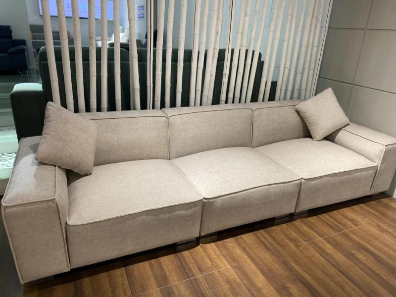 Hotel Project High Resilience Sponge Grey 3 Seat Couch Household Living Room Modular Fabric Sofa