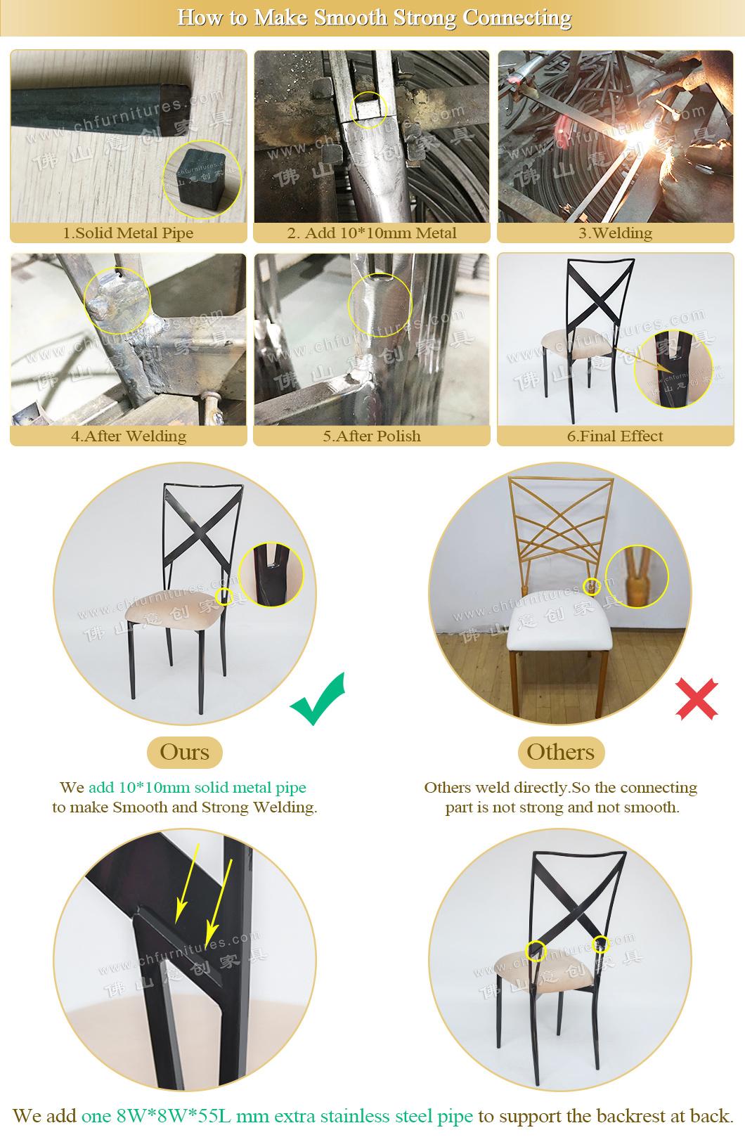 Modern Light Luxury Stainless Steel Gilded Home Hotel Banquet Wedding Backrest Dining Chair