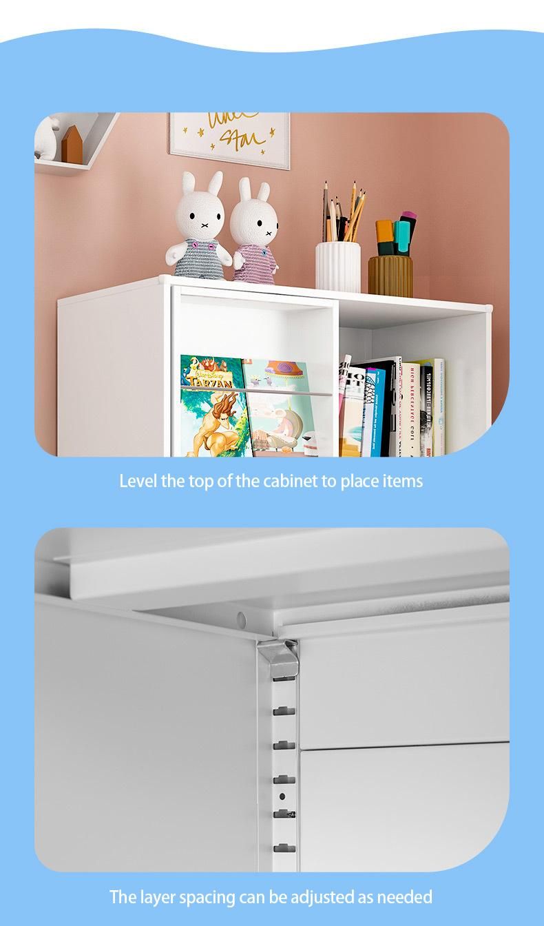 Children Sliding Door Magazine Book Storage Rack Bookcase Kids Bookshelf