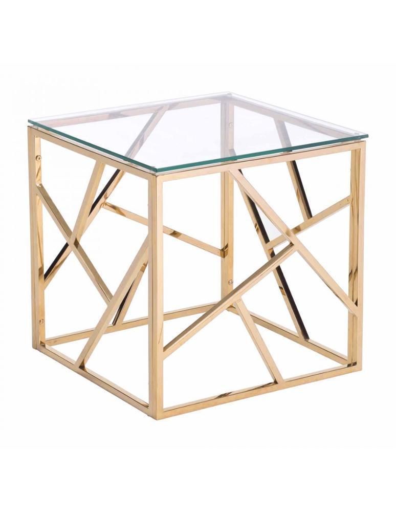 Living Room Furniture Tea Table Modern Glass Top Gold Square Coffee Table/Side Table