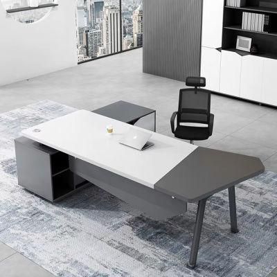 White and Grey Wooden Small Executive Manager Office Desk