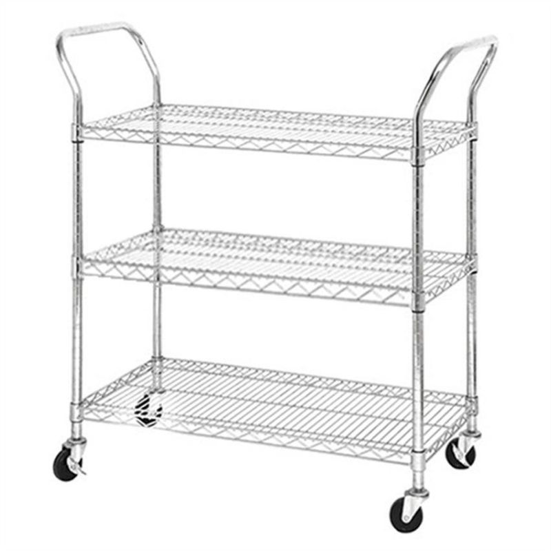 Chrome Kitchen Hand Trolley Cart Storage Wire Rack for Sale