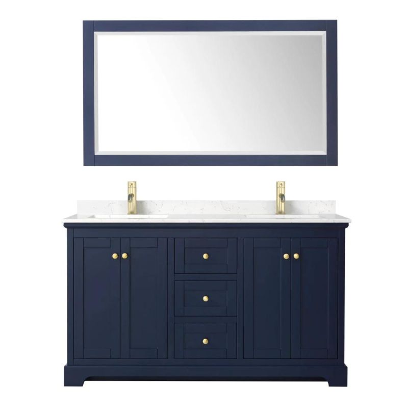 China Factory Wholesala Modern Design Solid Wood Bathroom Vanity-Dark with Double Ceramic Sinks