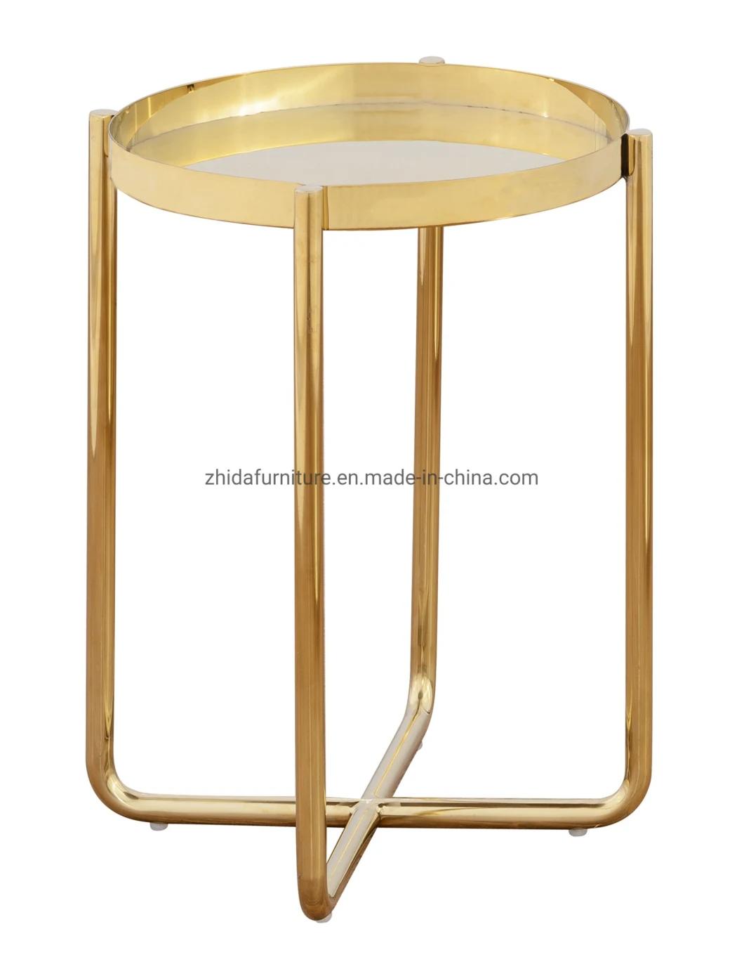 Metal Power Coating Gold Color Side Table for Coffee Shop