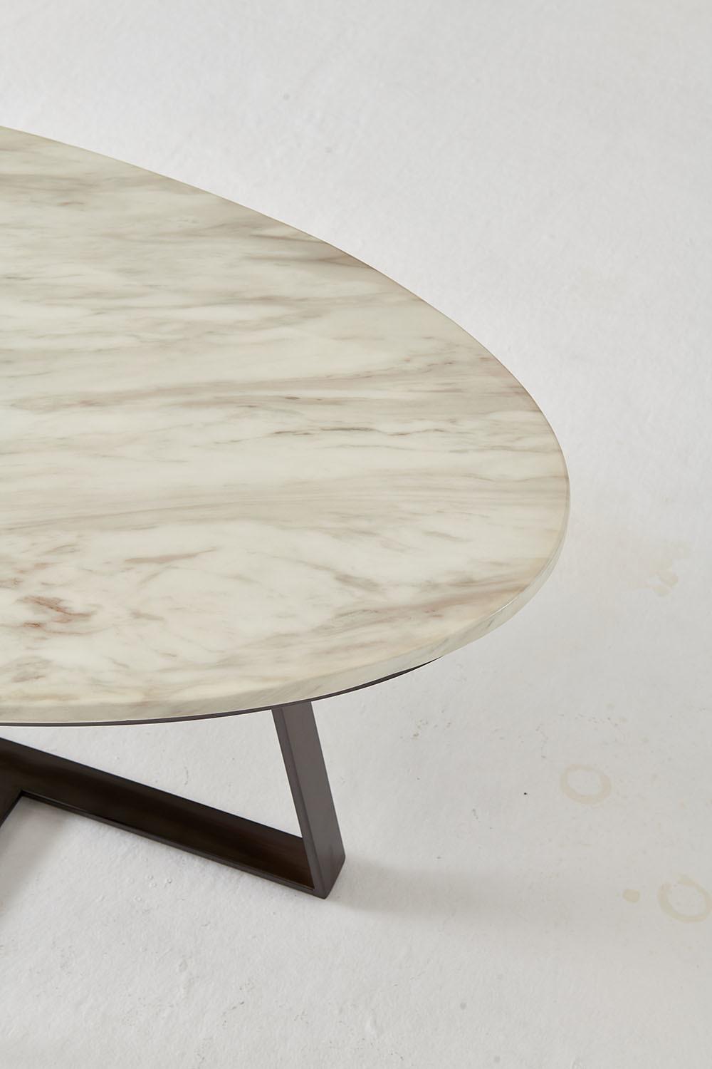 Home Furniture Carbon Steel Marble Rock Beam Tea Table